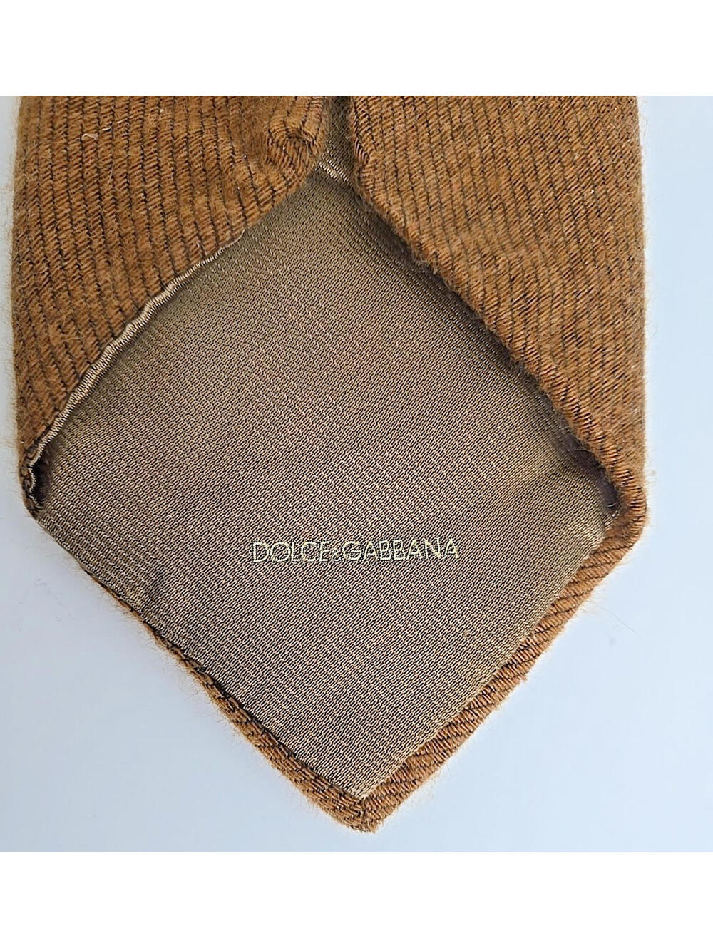 Dolce Gabbana Cravatte Cashmere Silk Knit Neck tie Brown Textured Italy - Picture 8 of 9